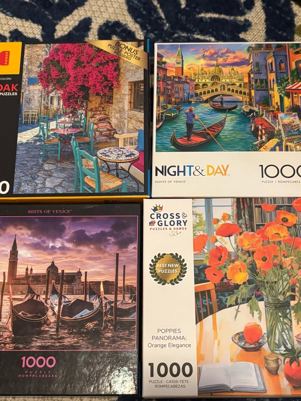 Orange Elegance 1000-Piece Jigsaw Puzzle - Orange Set of 4 puzzles